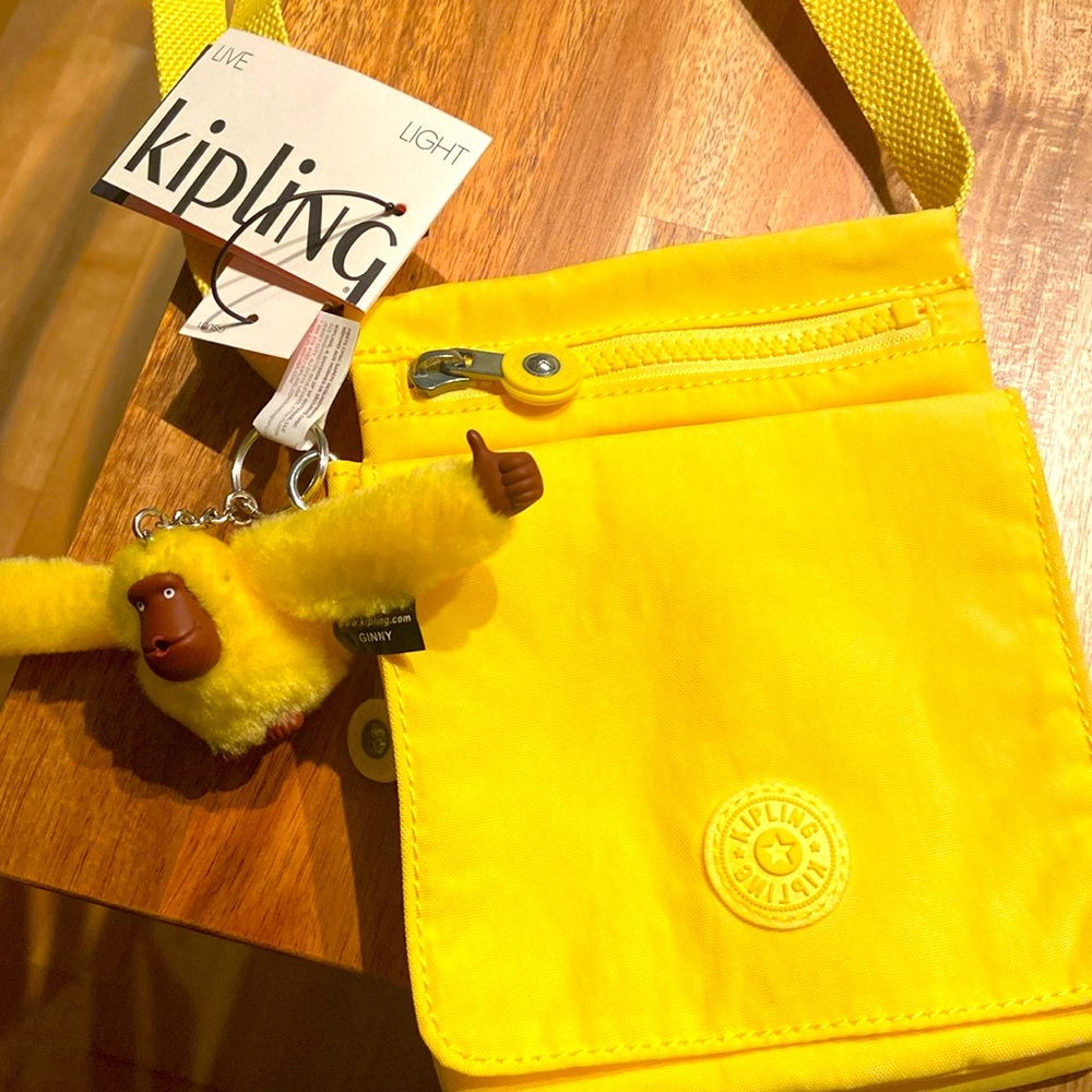 💛 Woman’s Kipling multi compartments yellow crossbody bag! - Picture 1 of 7